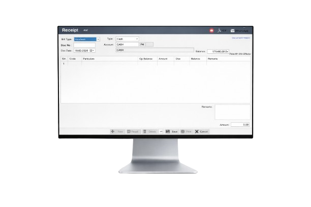 ERP Accounts Screen